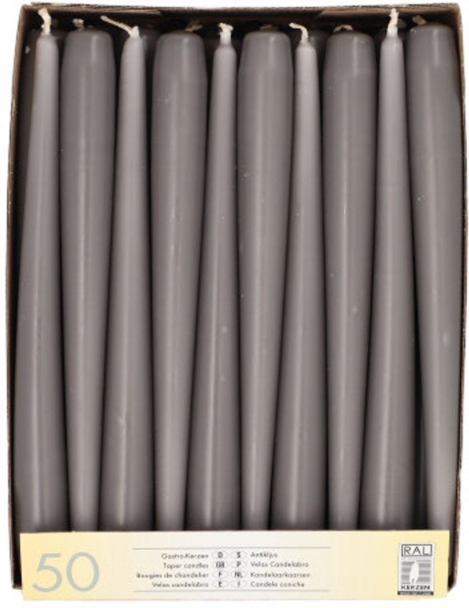 2x 50 Kandelaarkaarsen Ø 22 cm · 25 cm grijs