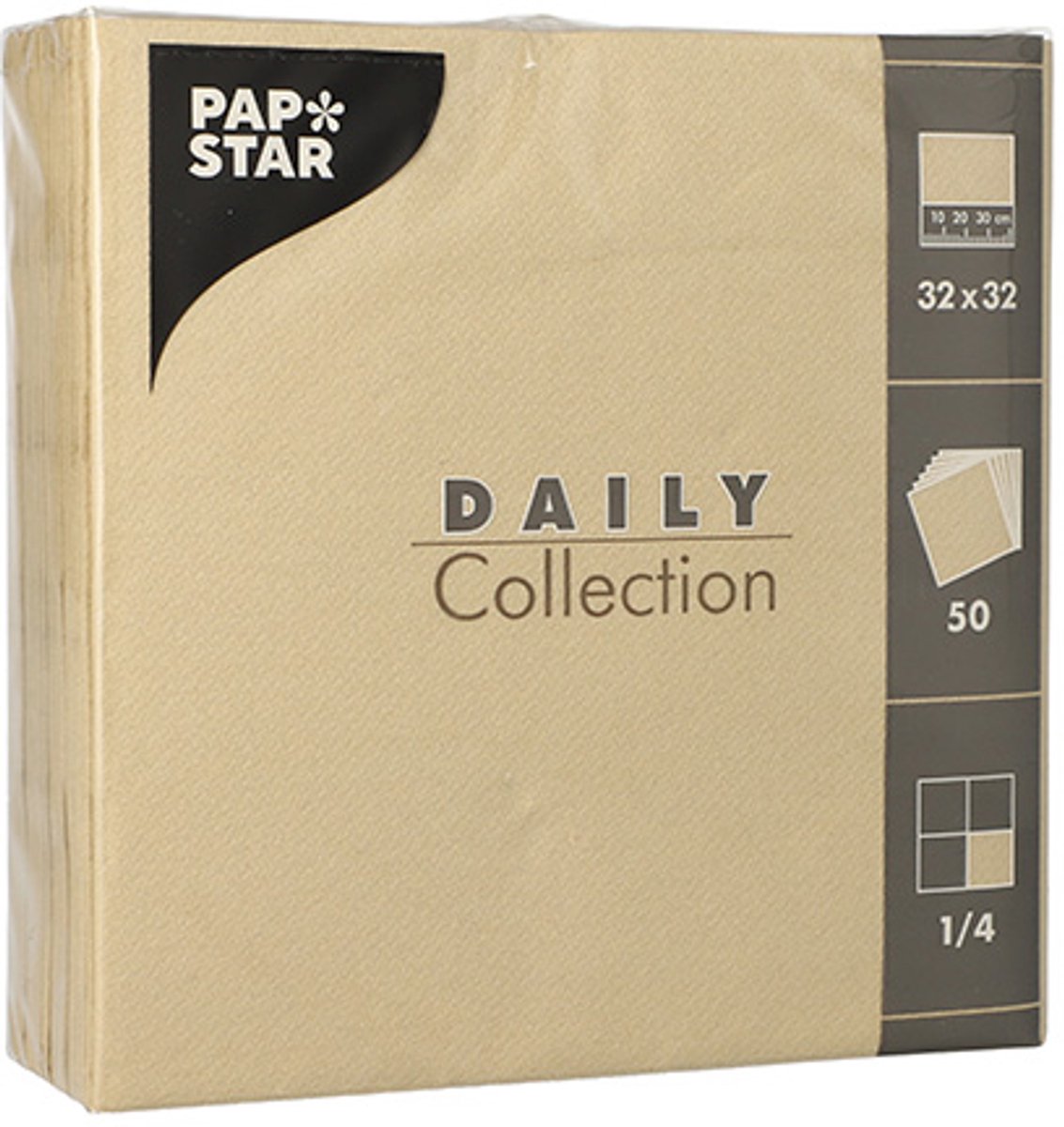 14x 50 Servetten DAILY Collection 1/4 vouw 32 cm x 32 cm zand