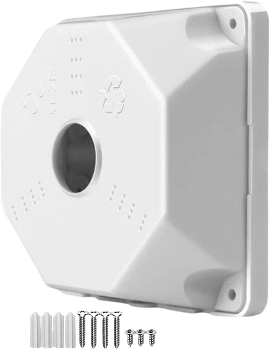 Camera Aansluitdoos - Camera Basisdoos - Beschermende Behuizing - Verwijderbaar Kabelbeheer - 13x13x5cm - Wit