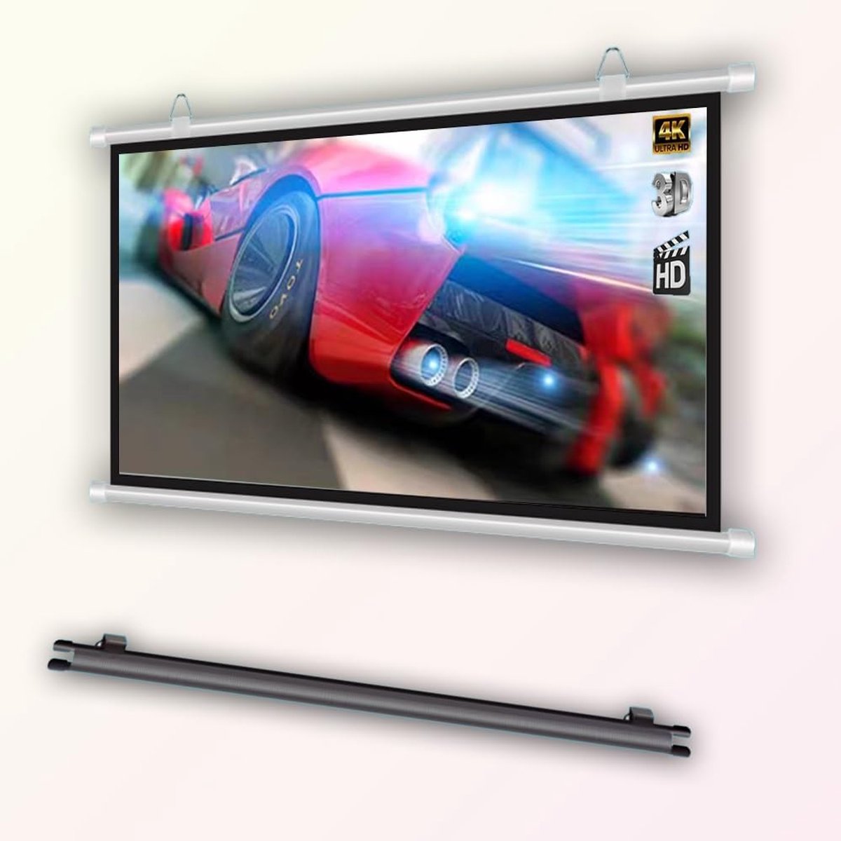 Projectiescherm - Filmscherm Muurscherm - Thuisbioscoop Buiten - Handmatig oprolbaar - 40 inch 16:9 - Wit