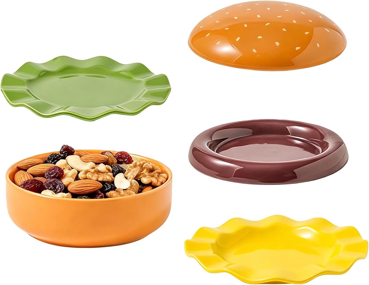 Burger Bordenset - Keramiek Servies - Feestelijk Dineren - Stapelbaar Design - 16.5 cm Breed