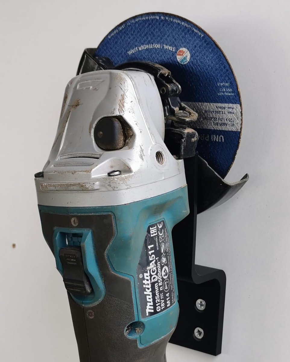 Haakse Slijper Houder - Doorslijpmachine Muurbeugel - Werkplaats Organisatie - Universele Pasvorm - 14.5 x 7.5 cm