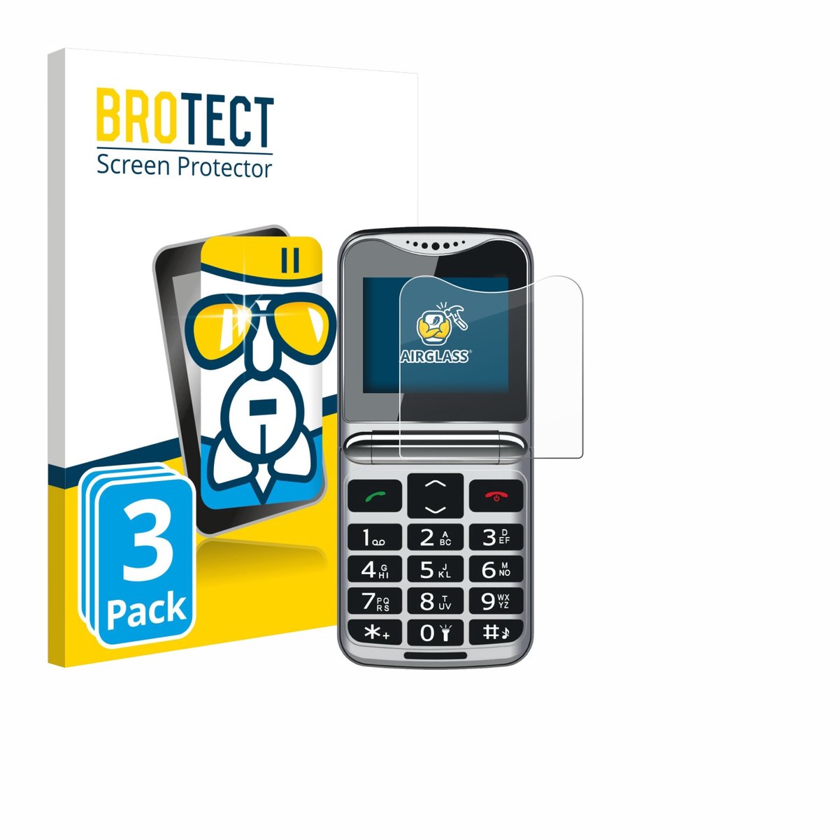 Screenprotector 3 Stuks voor bea-fon Fold 10 LTE Beschermglas transparant