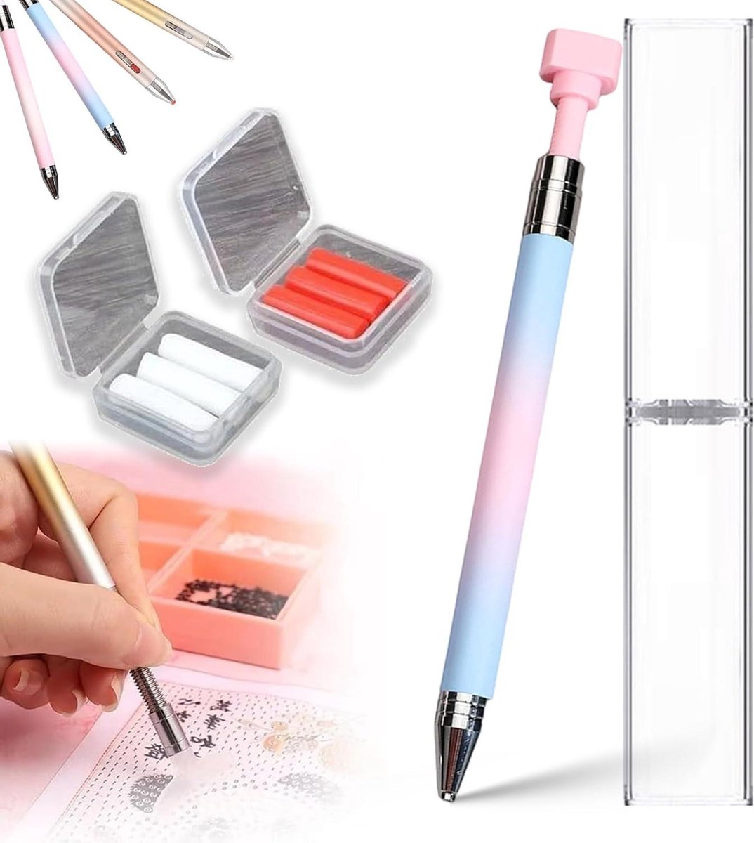 Navulbare Wax Pen - Diamant Schilderpen Strass - Edelstenen Plaatsen - Automatische Wax Vulling - Ergonomisch Ontwerp - Blauw