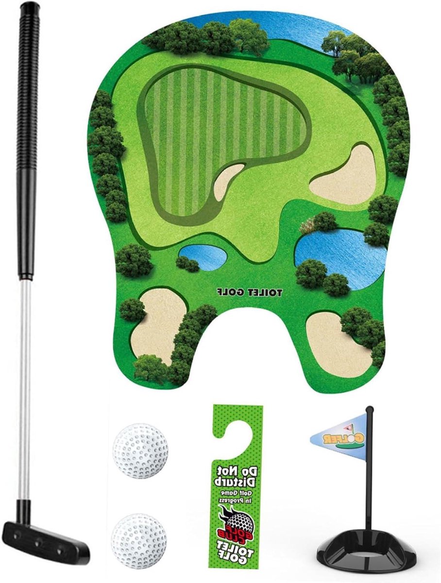 Toilet Golfspel - Badkamer Minigolf - Indoor Entertainment - Compact en Draagbaar - 43 x 15 x 5.5 cm - Groen
