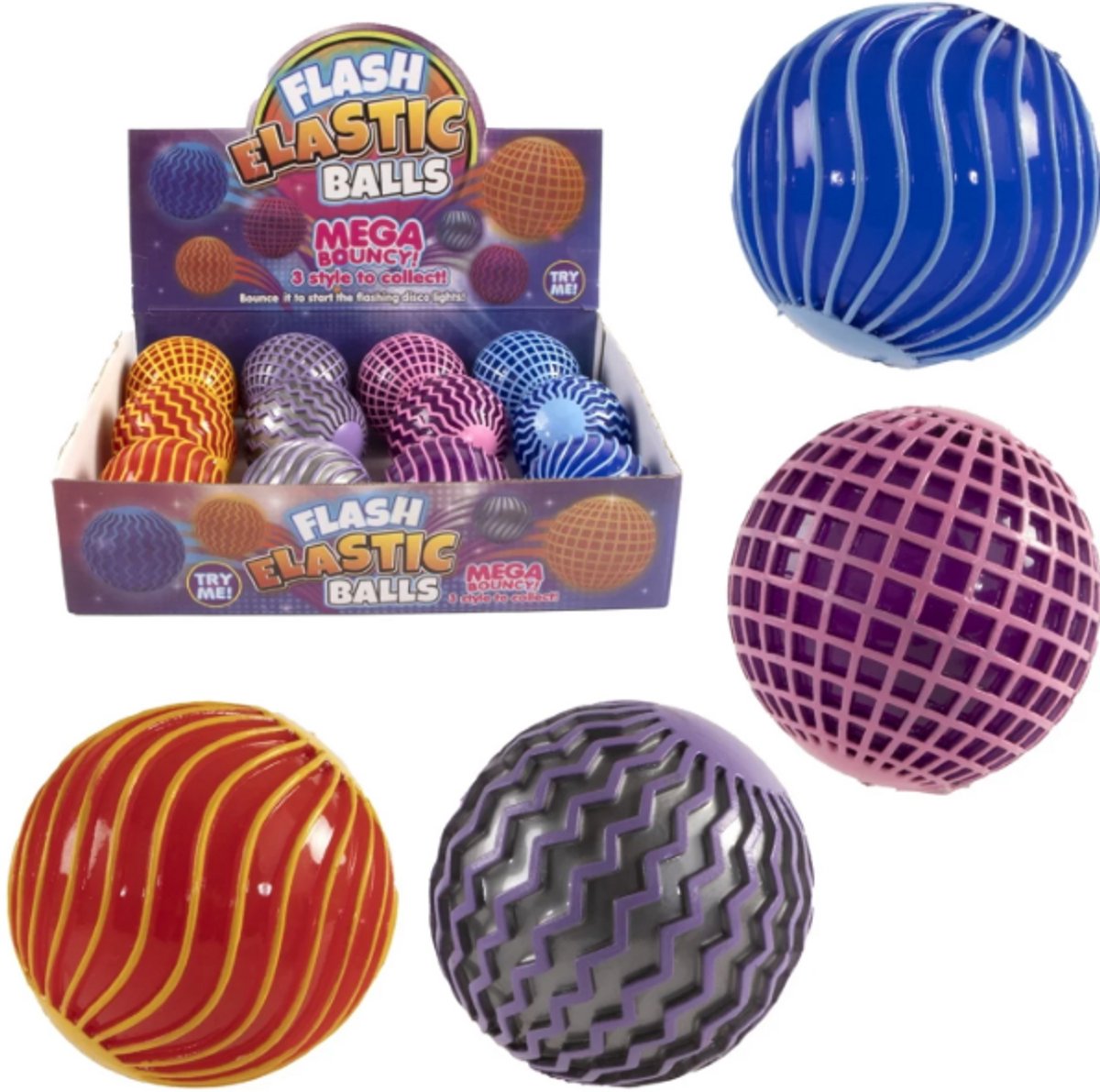 Kidsfun stuiterballen speelgoed 6 cm met licht - set van 12 stuks.