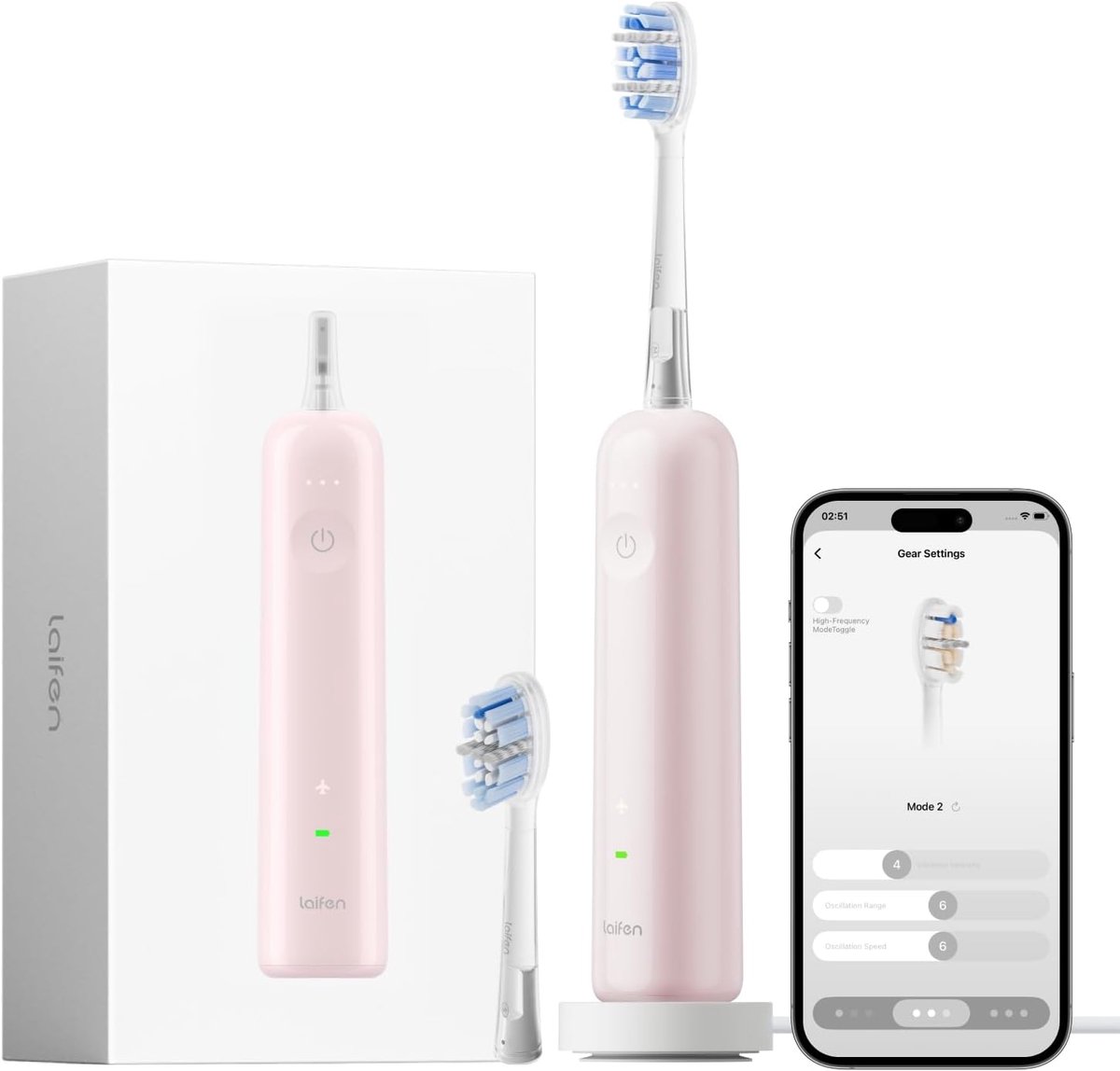 Sonische Tandenborstel - Elektrische Tandenborstel - Dagelijkse Mondhygiëne - Intelligente App Controle - 70 Dagen Accu - Roze