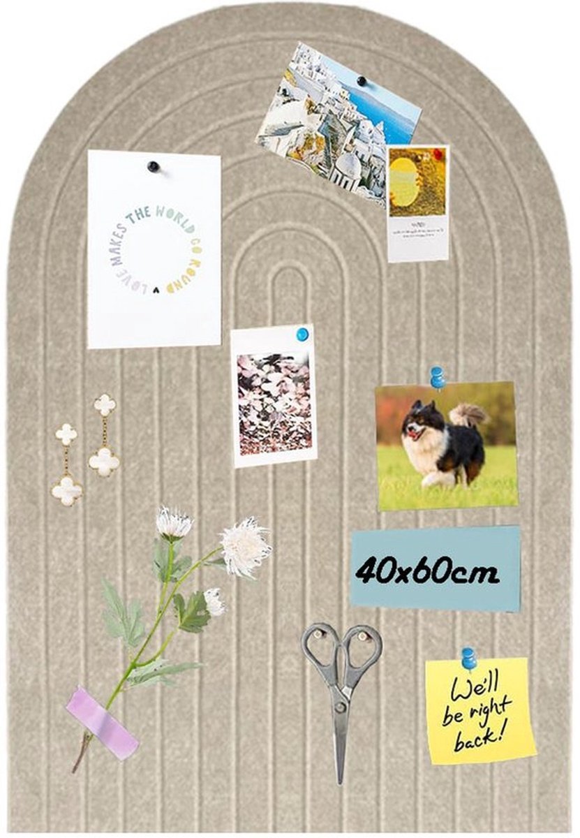Decoratief Viltbord - Kurken Prikbord - Multifunctioneel - Visionboard -Inclusief Punaises - voor School, Thuis, Keuken, Kantoorwanden - 40x60cm - Donkere Kameel