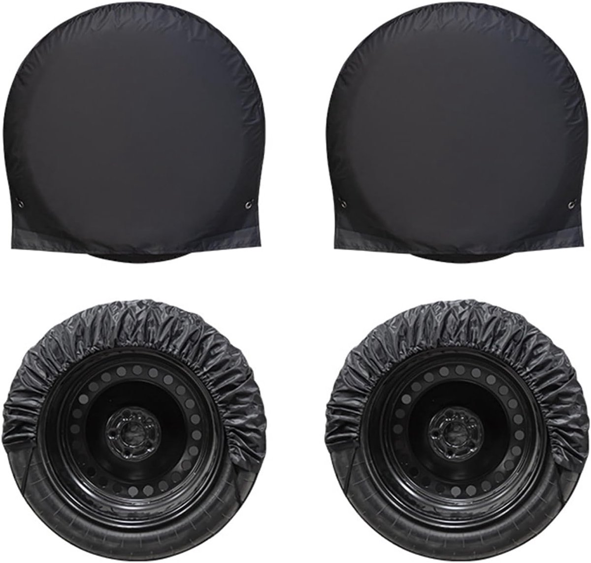 Reserve Wiel Band Cover - Bandenhoes Set - Banden Beschermen - Waterdicht Stofdicht - 4 Stuks 80cm - Zwart