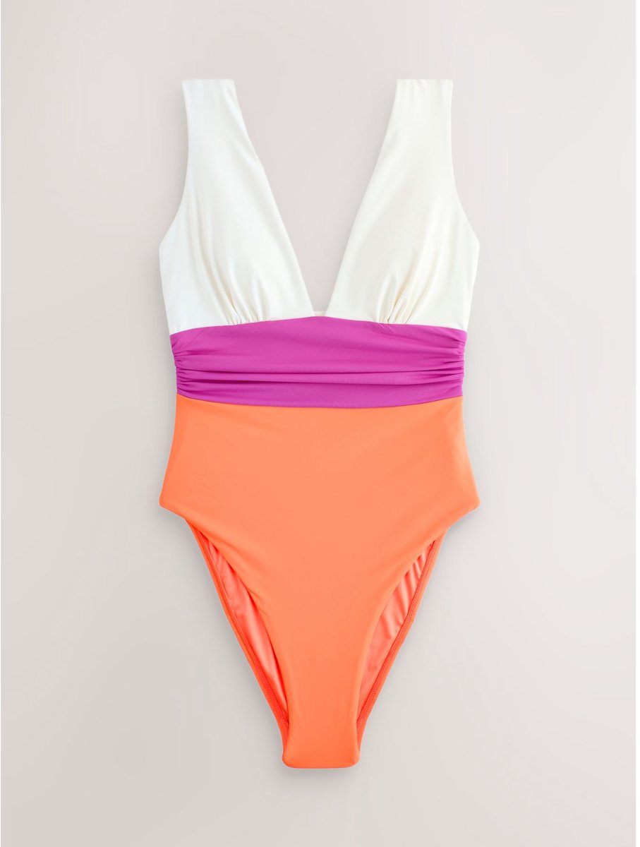 Next Dames - Diepuitgesneden buikbedekkend badpak - Roze Pink/Orange