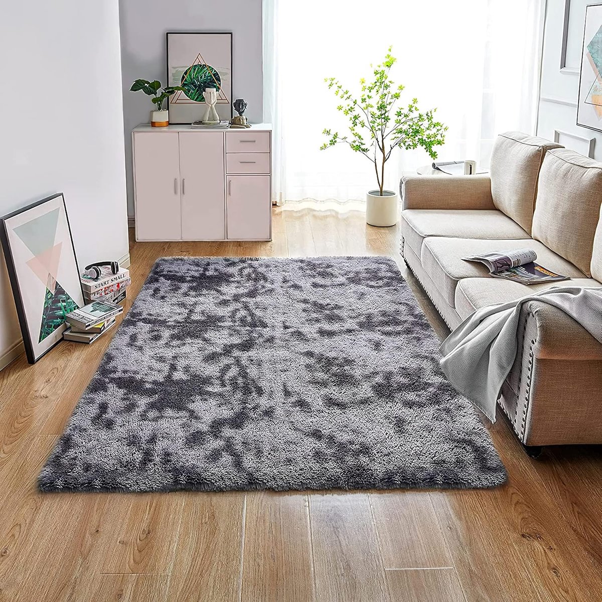 Pluizig Vloerkleed - Zacht Tapijt - Woonkamer Slaapkamer - Hoogpolig Modern - 80 x 150 cm