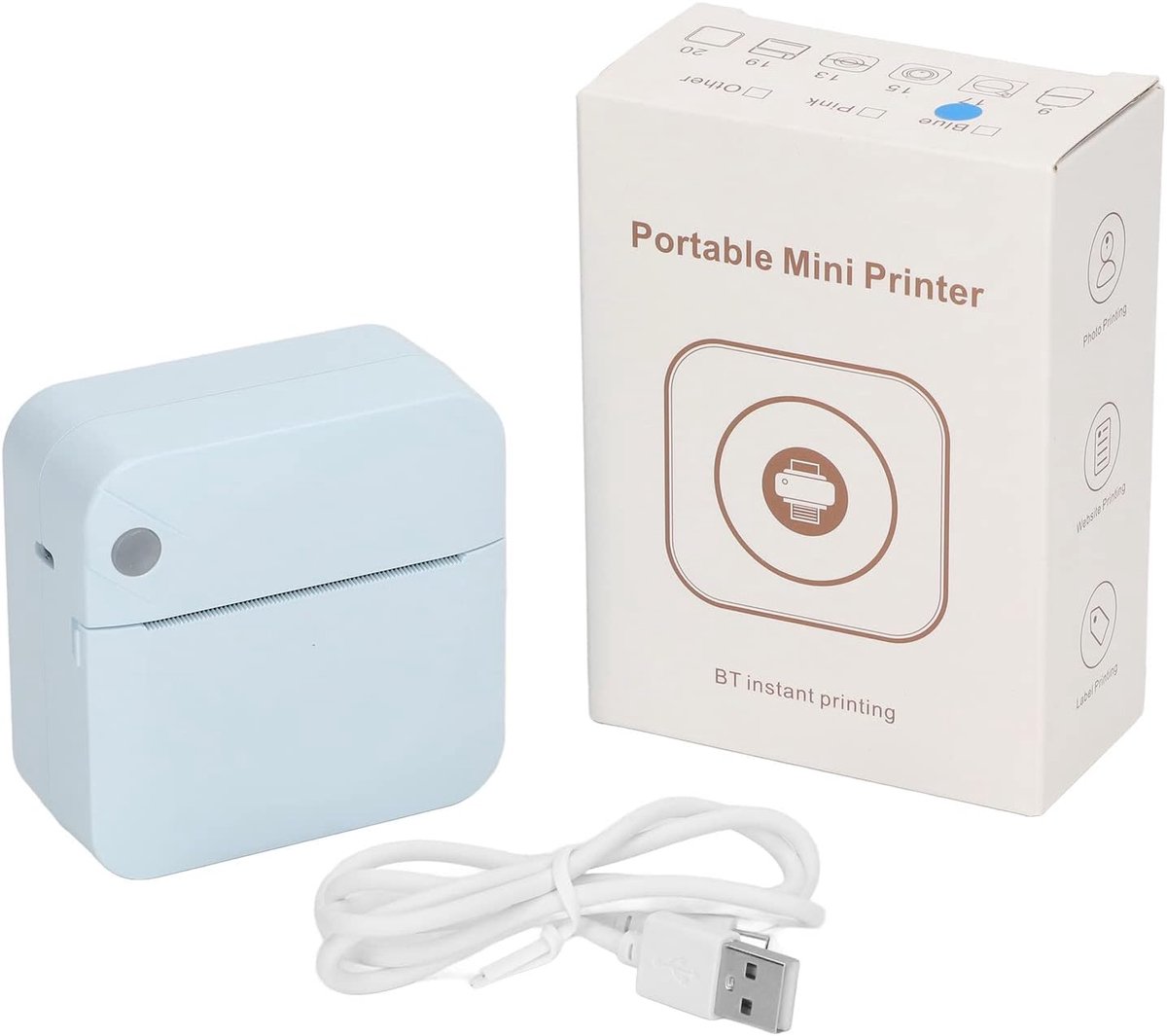 Mini Fotoprinter - Pocket Printer Draagbaar - Foto's Documenten Printen - Compact Draadloos Printen - 10cm Papierformaat - Blauw