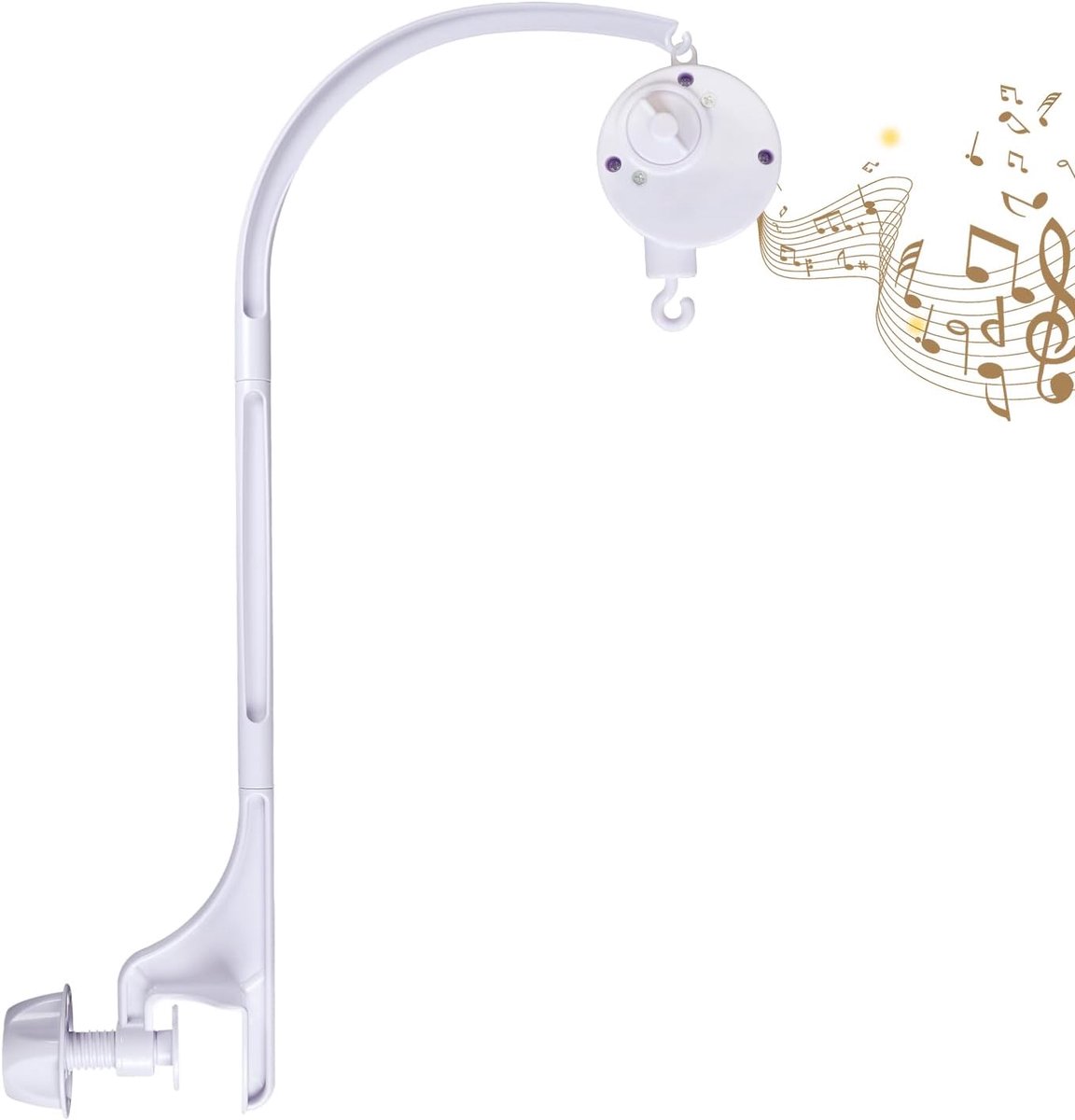 Babybed Mobiel - Bedbelhouder Arm - Babykamer Decoratie - Verstelbare Klauw - 61cm Hoog - Wit