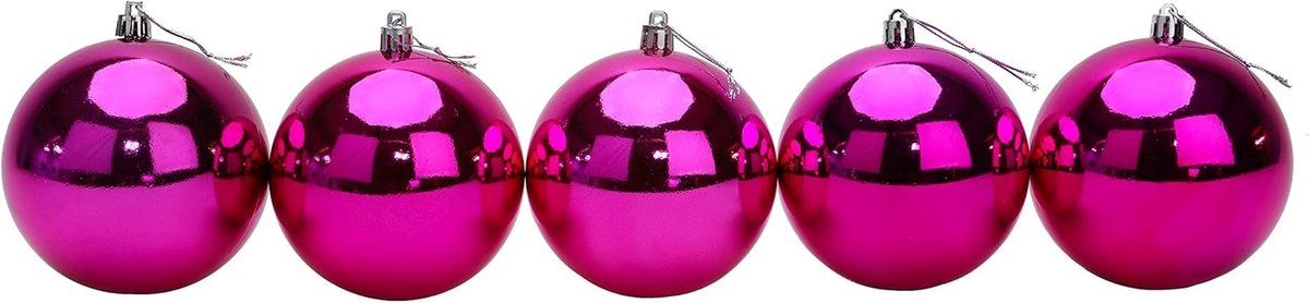 Kerstballen Set - Extra Grote Ballen - Kerstboom Versieren - 10 Stuks 100mm - 4 Inch Diameter - Felroze – foto 3