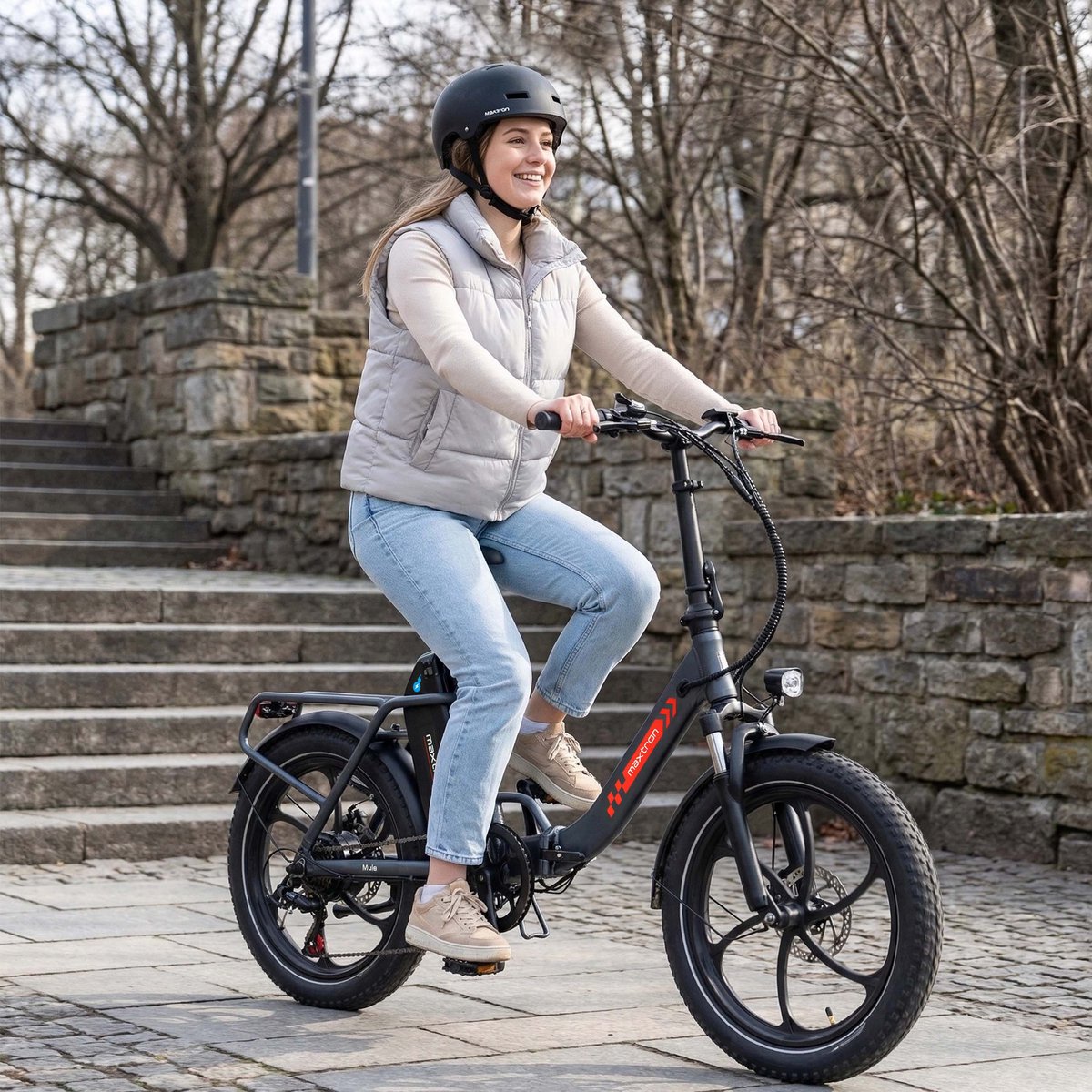 Maxtron MULE Elektrische Fiets – Opvouwbare E-bike – 960Wh Lithium Accu – Actieradius tot 70 km – 20×3.0 inch Banden – 7 Versnellingen – Mechanische Schijfremmen – Stadsfiets – Max. Belastbaar tot 120 kg – Grijs thumbnail 7