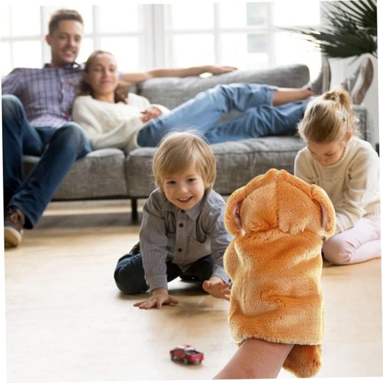 Handpop Dier - Pluche Speelgoed - Fantasie Spelen - Zacht Materiaal - 25cm - Bruin van Merkloos — afbeelding 3
