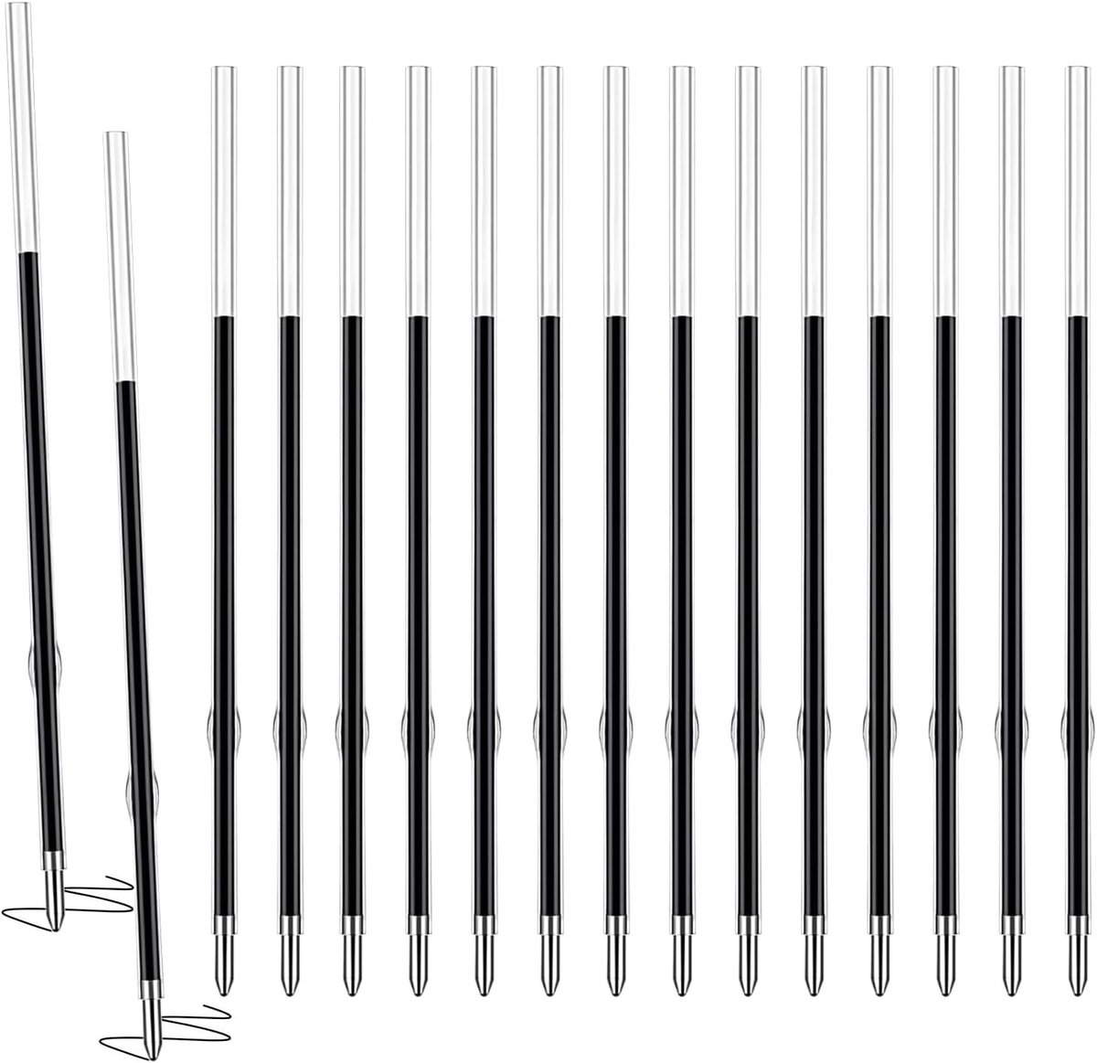 Zwarte balpen navullingen, 60 stuks, retractable pen navullingen, 1 mm dik, 98 mm lang, plastic kwaliteit