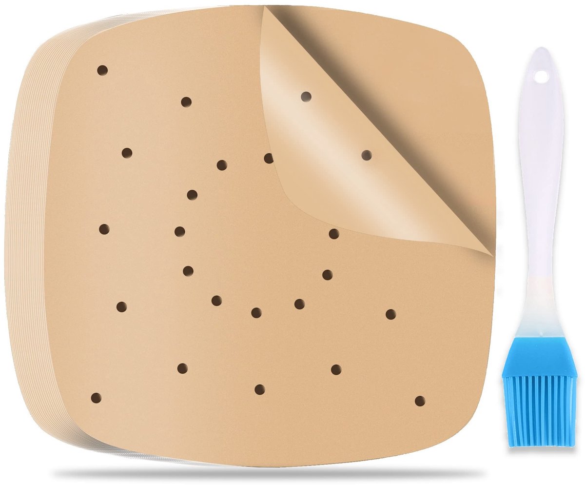 Dailygoody - 200 Stuks Bakpapier voor Luchtfriteuse - Ongebleekt Papier - Gemakkelijk te Reinigen - 21,6 cm - Geschikt voor Airfryer - Verwijdert Olie...