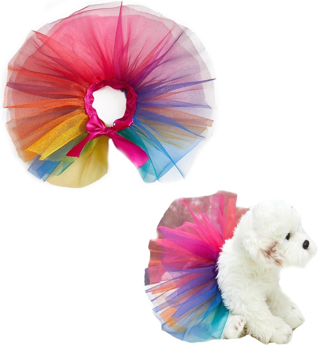 Puppy en Kat Tutu Rok met Regenboog Tulle voor Feestjes en Cosplay Kostuums - Maat S