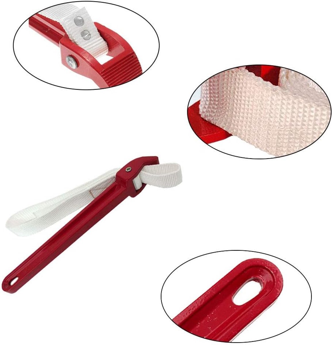 Universele riemsleutel, rubberen riemsleutel, multifunctionele riemsleutel, verstelbare universele standaard riemsleutel van aluminiumlegering en nylon voor tractorslangen en oliefilters