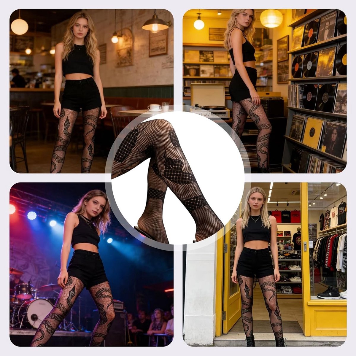 Damespanty met slangenmotief en cut-out-look, elastisch en zacht, perfect voor feest, kostuum en dagelijks gebruik