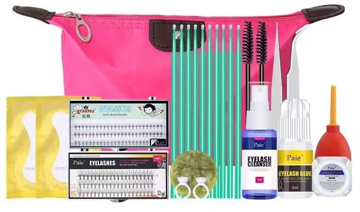 Allecto - Valse wimpers - Oefenset wimperverlenging - Ideaal voor beginners - Draagbare toolkit - Perfect voor make-up training - Inclusief accesso...