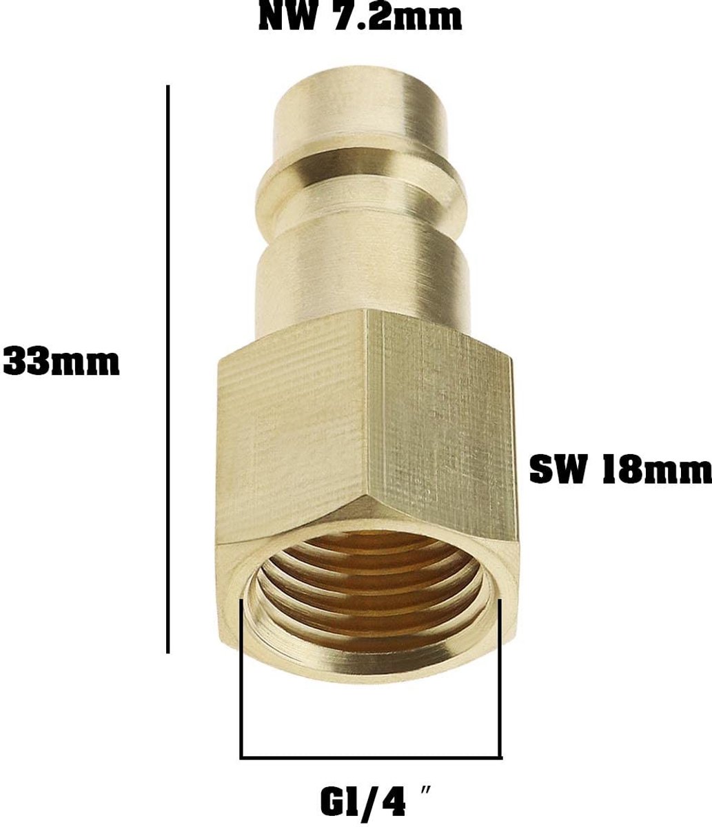 Dailygoody - Perslucht Plug - Messing - 2 Stuks - 1/4 Inch Binnendraad - Universele Aansluiting - Geschikt voor Luchtcompressor – foto 5