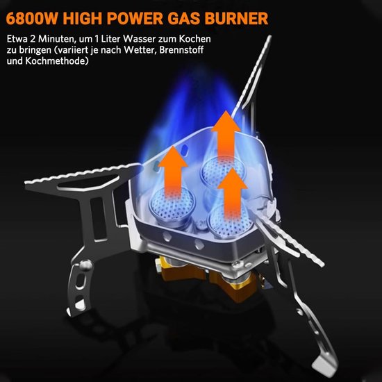 Dailygoody - Campingkooktoestel - 6800 Watt - Winddicht Ontwerp - Compact formaat - Gasfornuis - Ideaal voor kamperen - Lichtgewicht en draagbaar — afbeelding 3