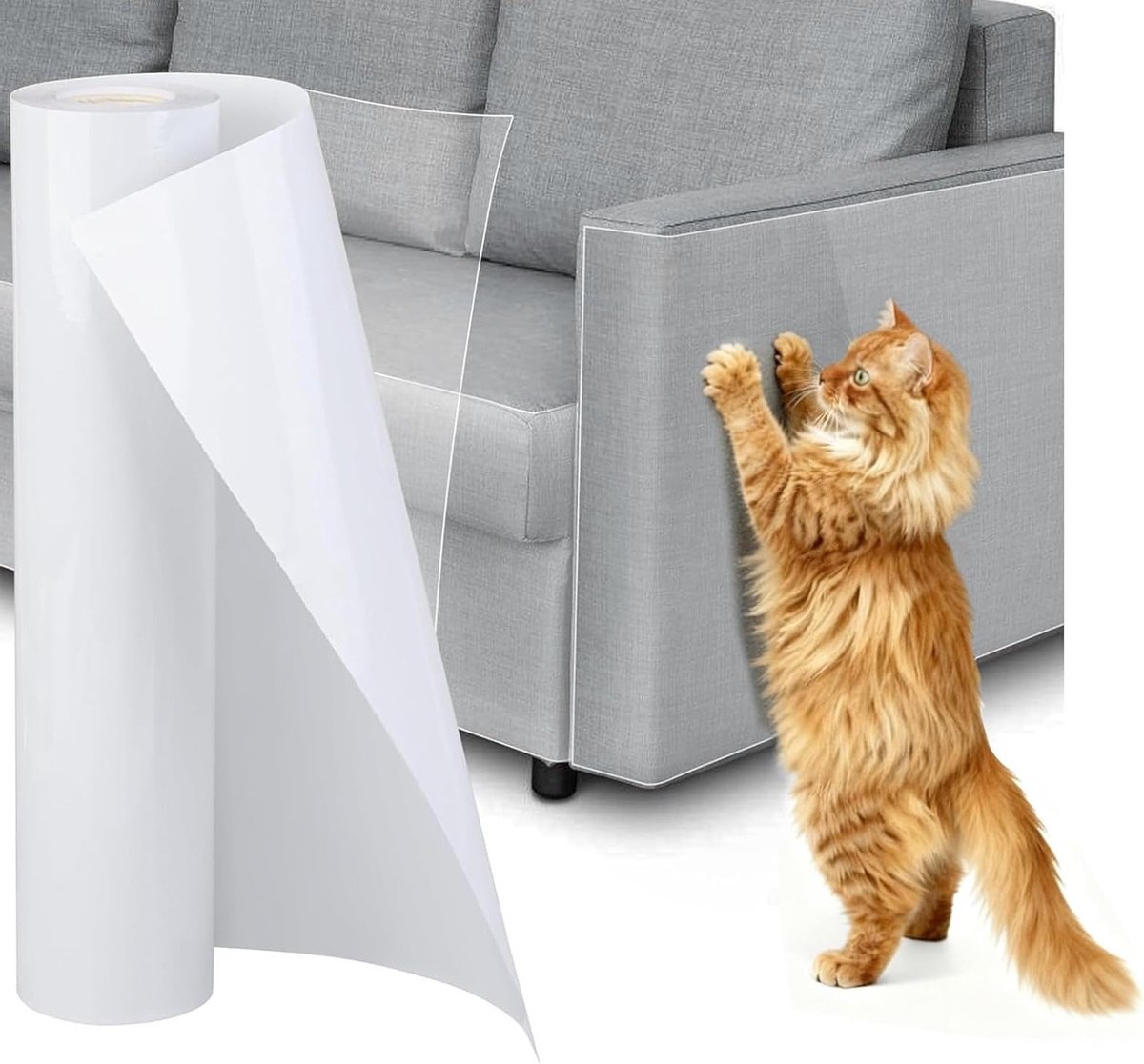 Anti-scratch tape voor meubels, 40cm x 3m, transparante zelfklevende bescherming voor katten, ideaal voor bank, deur en meubels, voorkomt krassen en beschadigingen