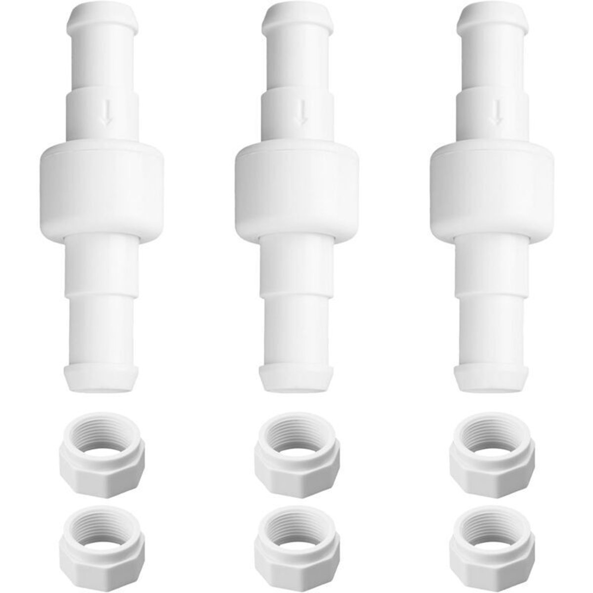 Een set van 3 D20/D-20 buisvormige kogellagerdraaikoppelingen geschikt voor zwembadreinigers met moeren, geschikt voor de modellen Polaris 180, 280, 380, 480 en 3900.