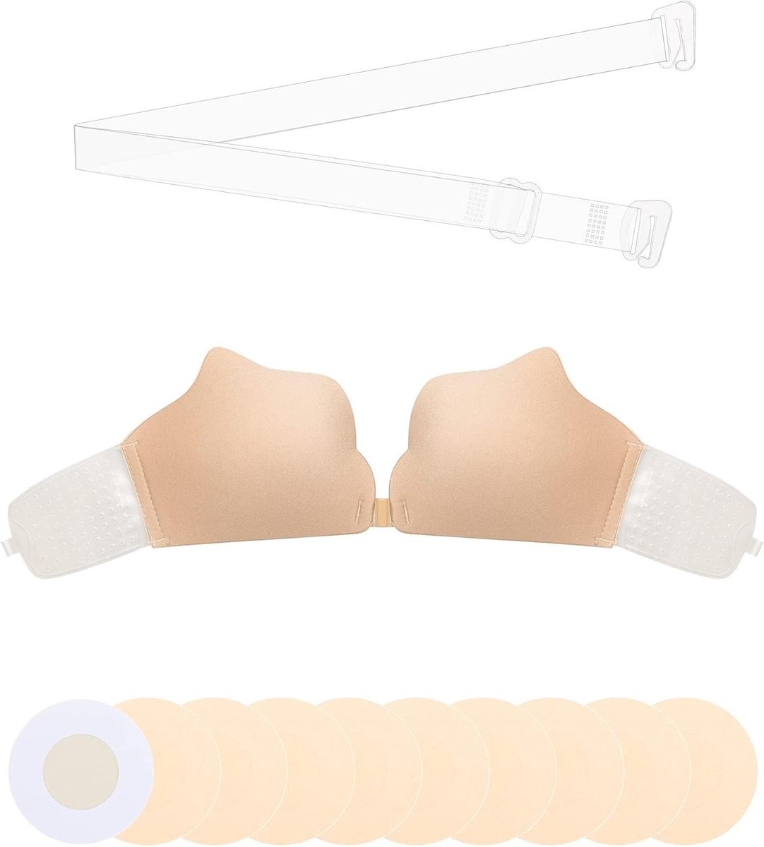 Adhesieve Strapless en Backless Bh, Herbruikbaar en Ademend met 5 Paar Kleine Tepelcovers