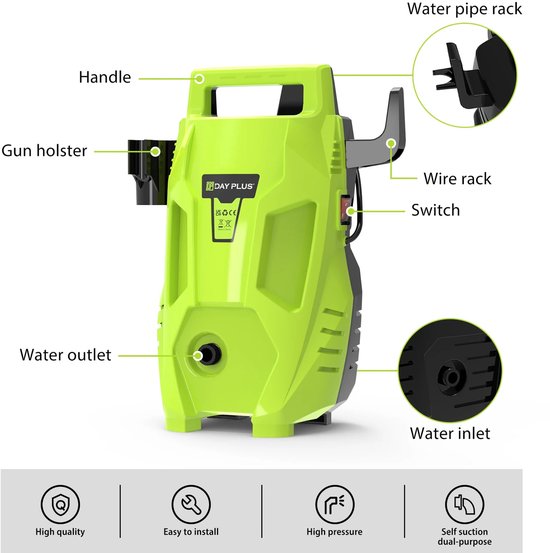 Cellista Hogedrukreiniger 3000W - Hogedrukspuit - Elektrische Hogedrukreiniger - Waspistool - 200 Bar - 5L/min - Terrasreiniger — afbeelding 5