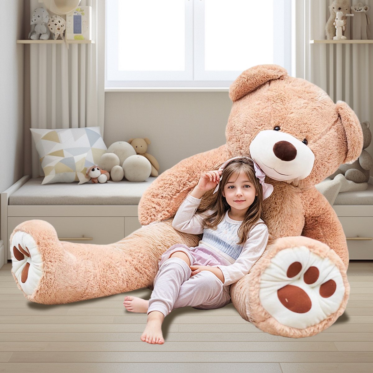 XL Pluche Teddybeer 200cm - Grote Knuffelbeer - Zacht Knuffeldier - Speelgoed voor Kinderen en Baby - Hoge Kwaliteit Beer Knuffel — afbeelding 3