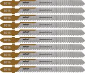 wolfcraft - Hardhout decoupeerzaagbladen - 10 stuks - 50mm - BiM met T-schacht voor hout - 8016100