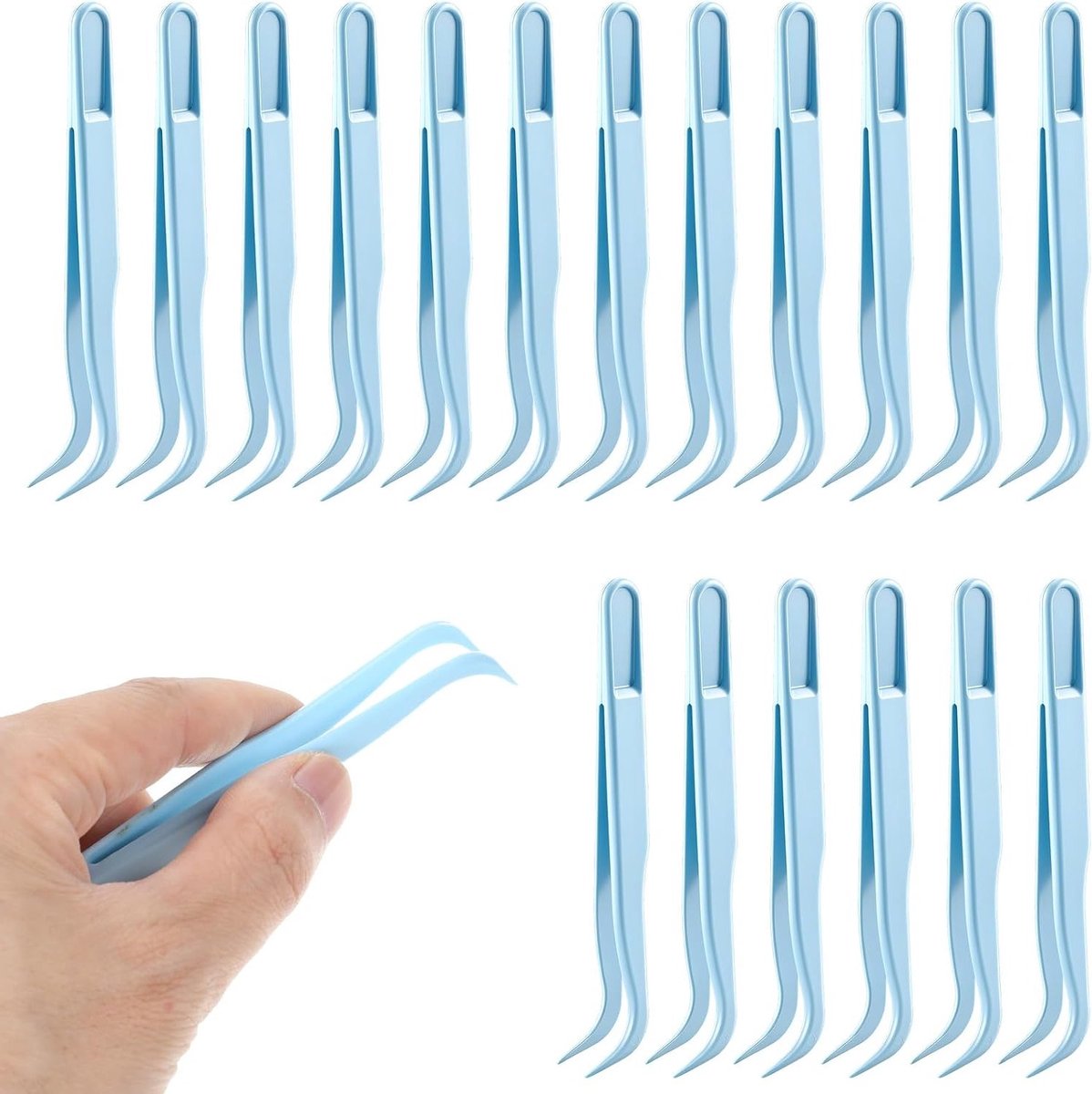 Set van 18 meerkleurige gebogen plastic pincetten voor knutselen, DIY-projecten en kralenaccessoires