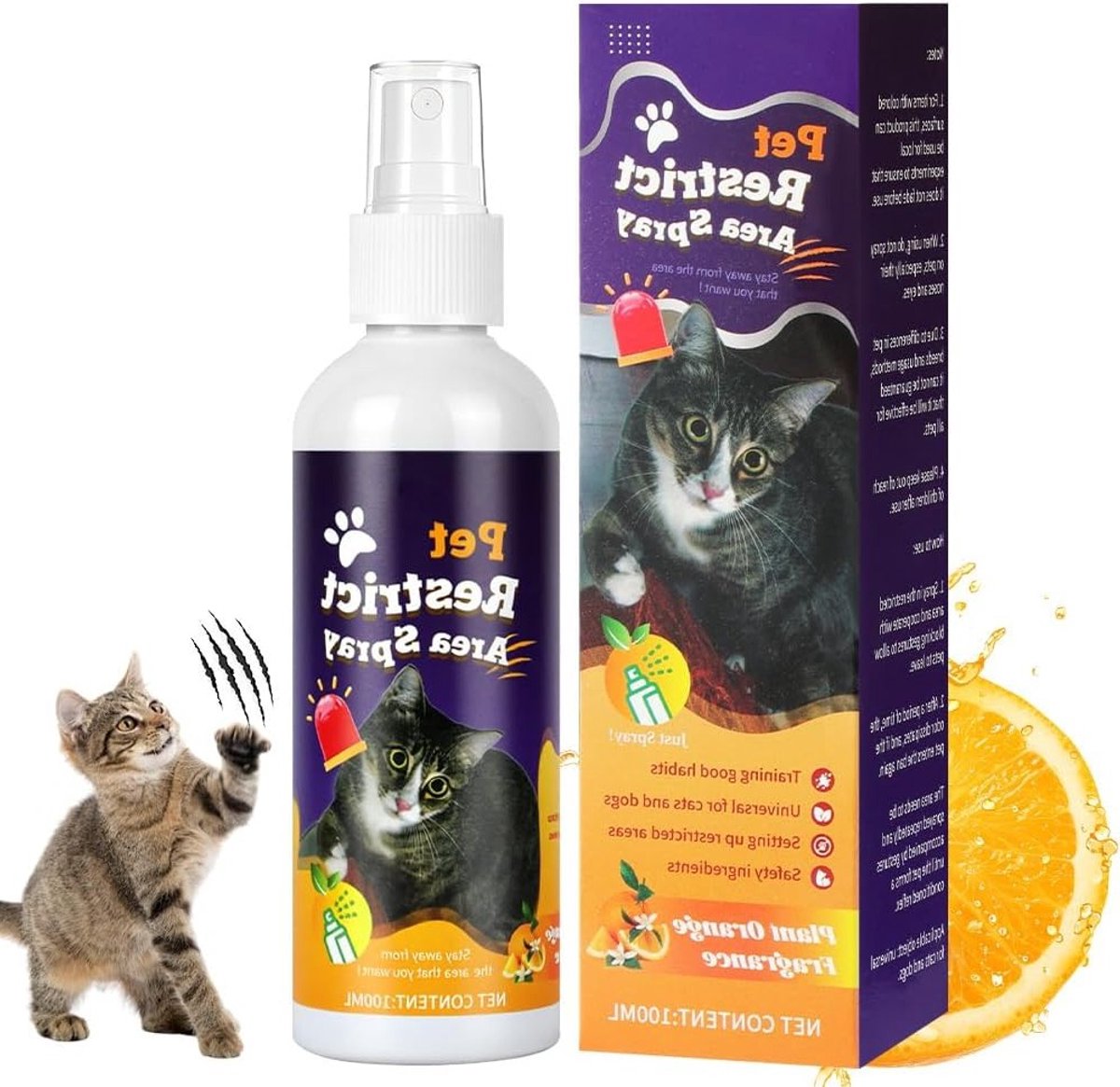 Natuurlijke Kat Afschrik Spray voor Meubels en Training, Bescherming tegen Krabben, 100ml, Effectief voor Binnen en Buiten