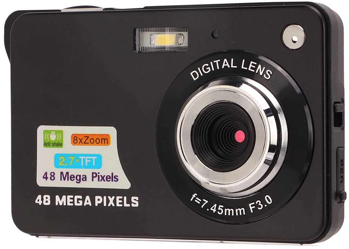 Dailygoods - Digitale Camera - 4K Vlogcamera - Compact en Draagbaar - Zwart - 48 Megapixels - Geschikt voor Studenten en Kinderen - 8x Digitale Zoom