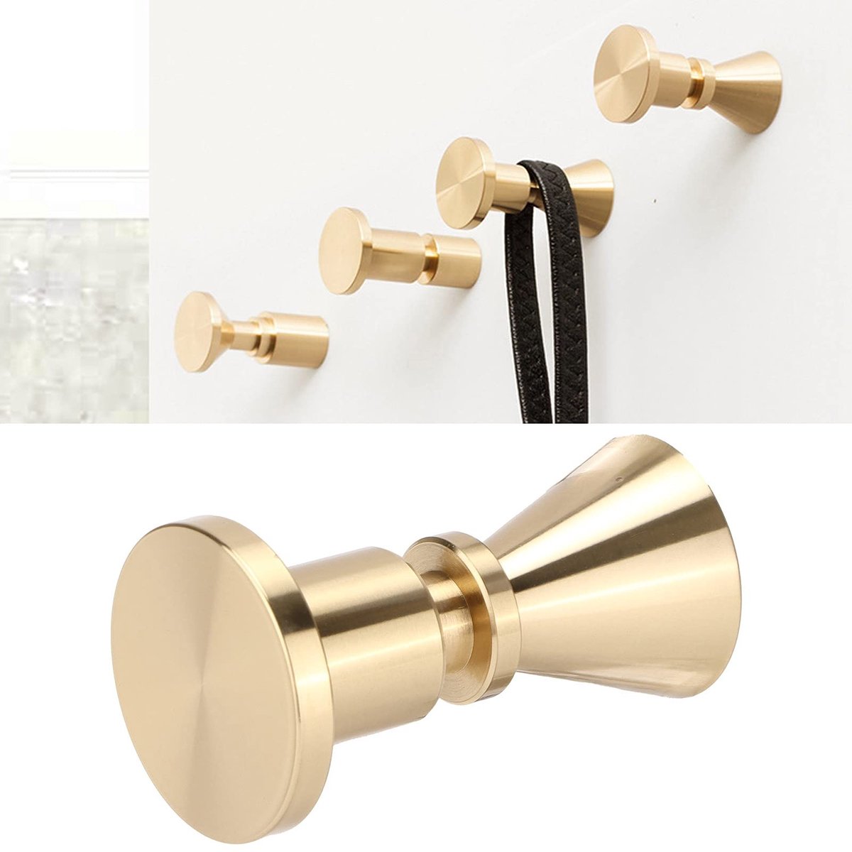 Dailygoody - Messing Muurhaken - Handdoekhaak - Duurzaam ontwerp - Goudkleurig - Hoed en Robe Hanger - Perfect voor badkamer en slaapkamer - Minimalis...