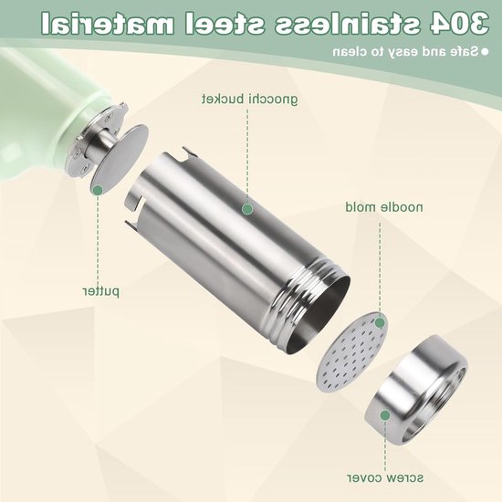 Draagbare elektrische pastamaker met 2600 mAh batterij, 5 pastavormen en accessoires voor perfect verse pasta van Merkloos — afbeelding 2