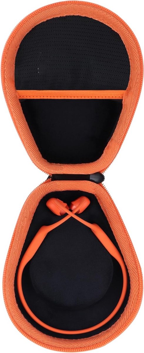 Hard Case voor Shokz OpenRun Pro, OpenRun Mini, OpenSwim en OpenMove - Bescherming en Opbergruimte voor Bone Conduction Hoofdtelefoons (Zwart + Oranje)