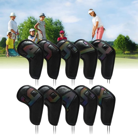 Dailygoody - Golfclubhoezen - Waterdicht - Ideaal voor ijzeren clubs - Zwart - PU-leer - Bescherming voor golfuitrusting - Geschikt voor alle clubs — afbeelding 4