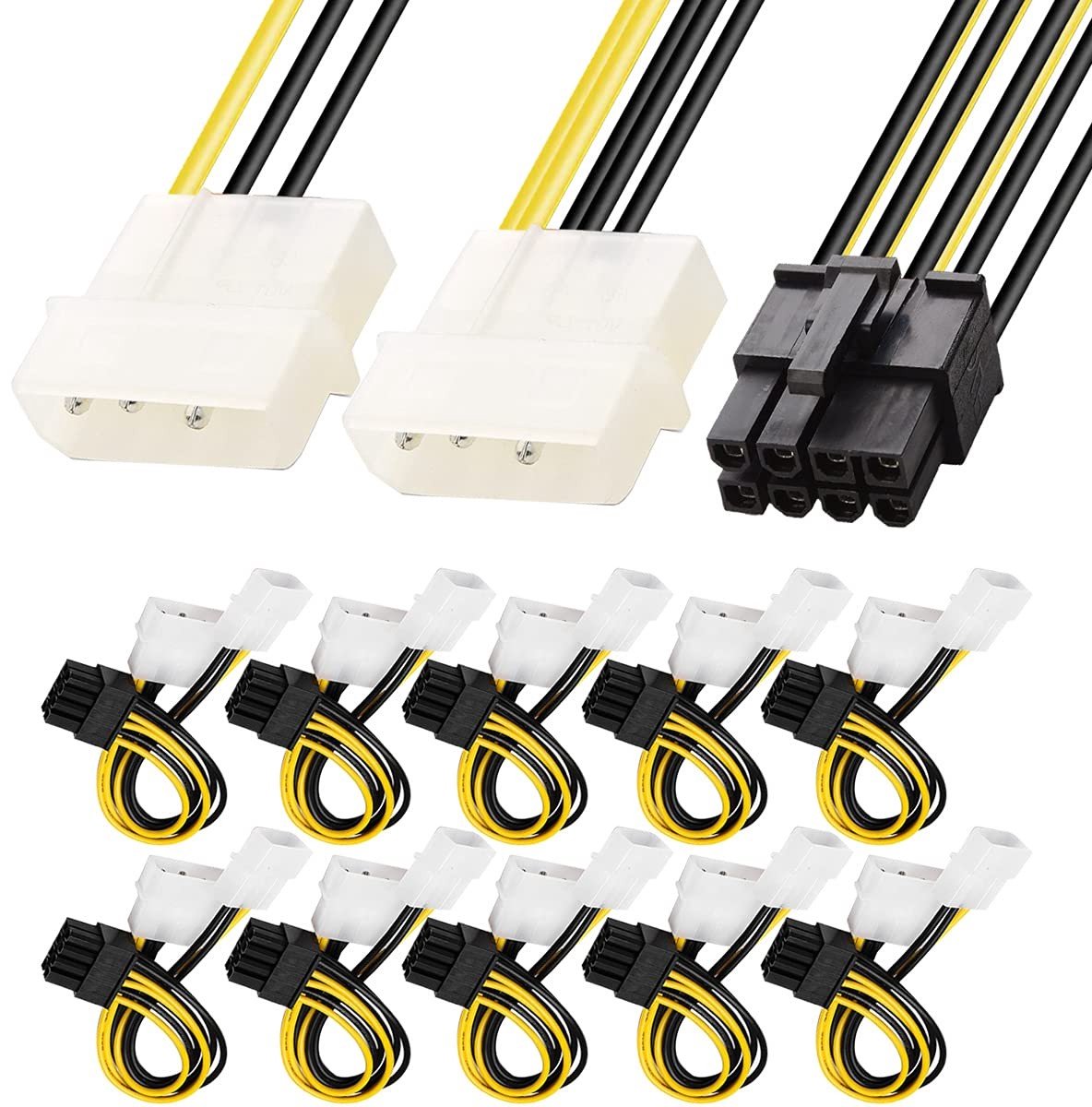 Allecto - PCIe naar Dual 4 Pin Molex Power Kabel - Y Splitter voor