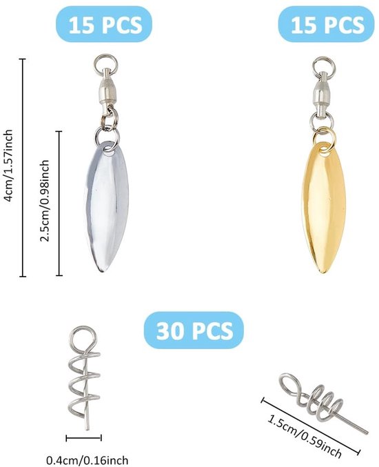 Store_9 - Draaibare messen - Hengelaccessoires - Kleur: Platina en goud - Vis aas - DIY visgerei - Geschikt voor vissers - Model: Colorado van Merkloos — afbeelding 2