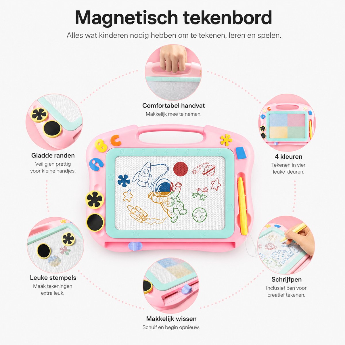 BOTC Tekenbord - Magnetisch - Kids Art - Kleuren Tekenbord - Roze — afbeelding 2