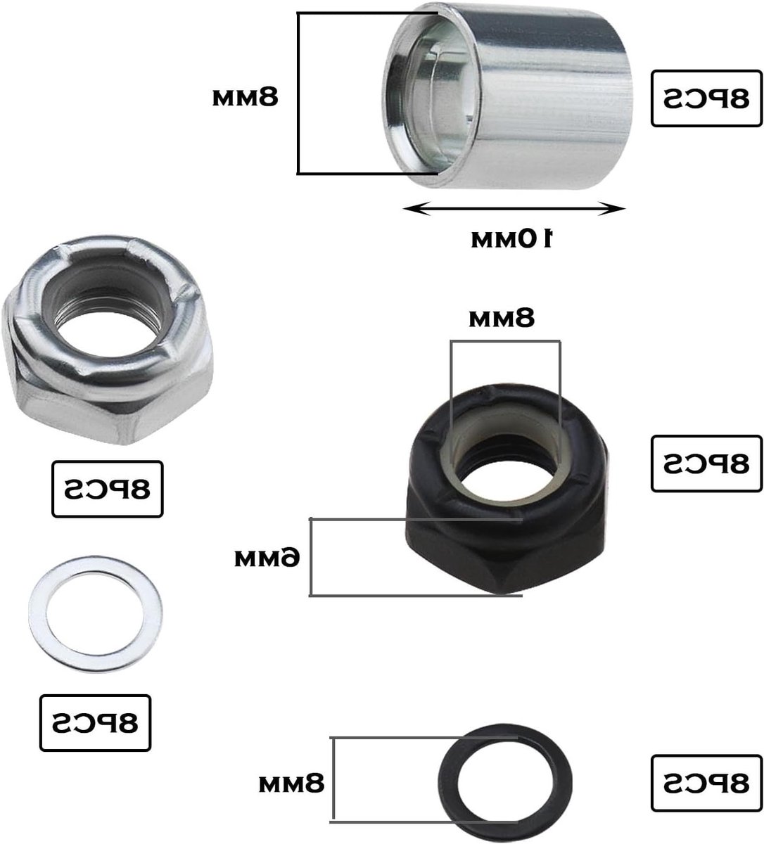 Complete Skateboard Truck Rebuild Kit met Speed Washers, Bearing Spacers en Lock Nuts voor Optimale Prestaties en Duurzaamheid