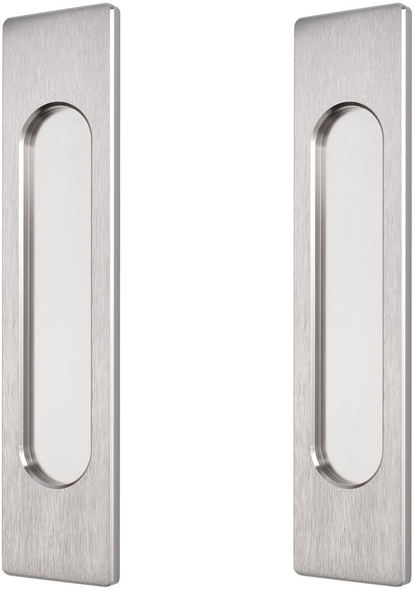 Dailygoody - Zelfklevende Schuifdeur Trekken - Geborsteld Staal - Handvatten voor Schuifdeuren - 18 CM - Elegante Ovale Handgrepen - 2 Stuks - Geschik..