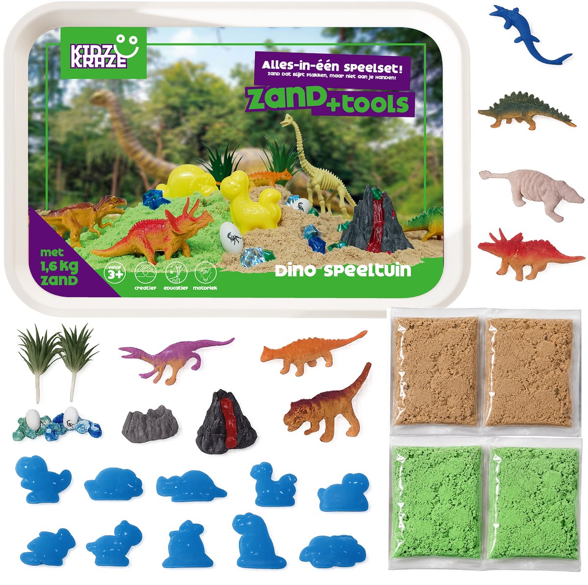 KidzKraze® Kinetisch Zand Bouwwereld - Kinetisch Speelzand - Magic Sand - Magisch Zand - Sensorisch Speelgoed - Gecertificeerd - Incl. Accessoires