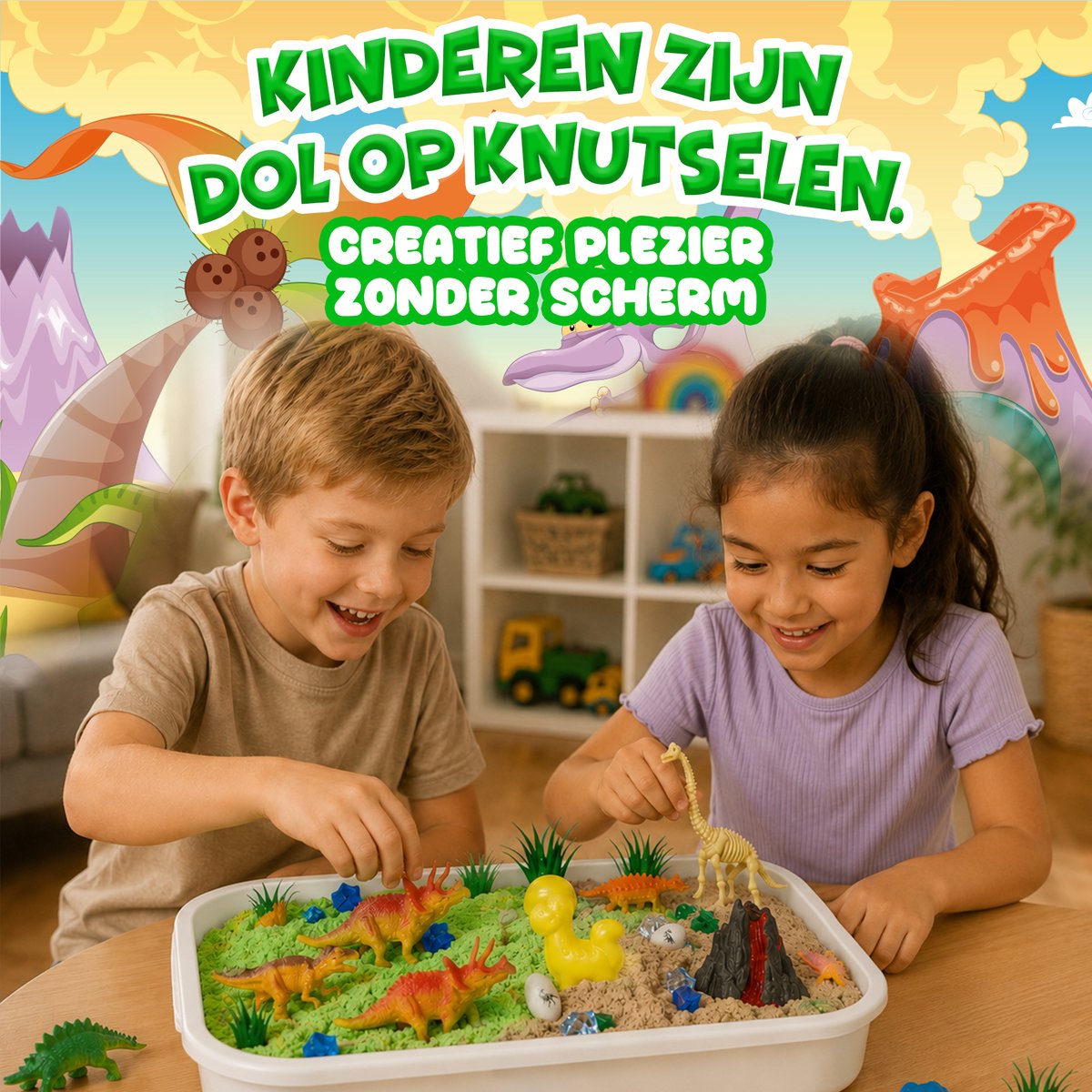 KidzKraze® Kinetisch Zand Bouwwereld - Kinetisch Speelzand - Magic Sand - Magisch Zand - Sensorisch Speelgoed - Gecertificeerd - Incl. Accessoires — afbeelding 5