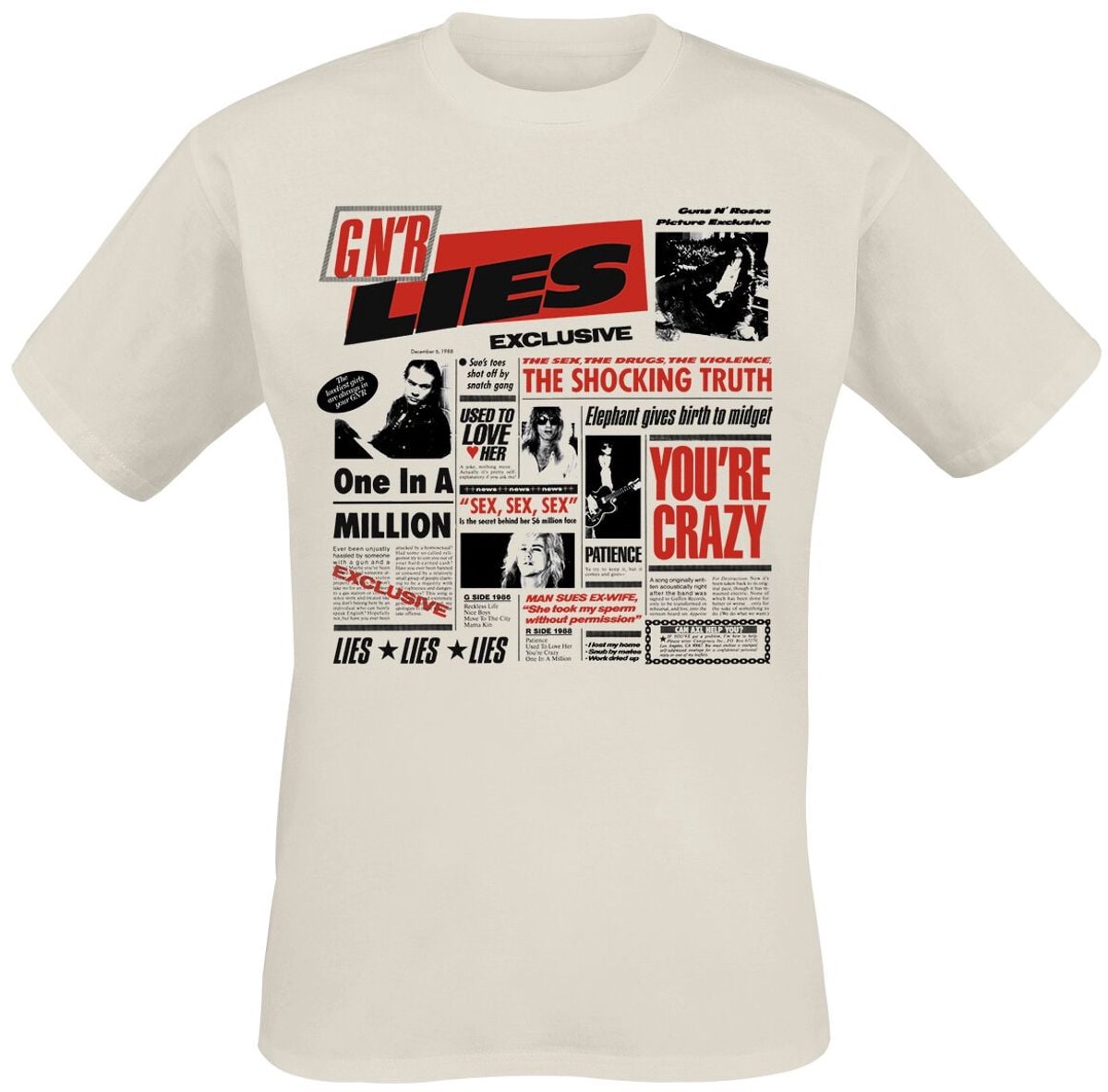 Guns N' Roses Lies Heren T-shirt - natuur - 3XL