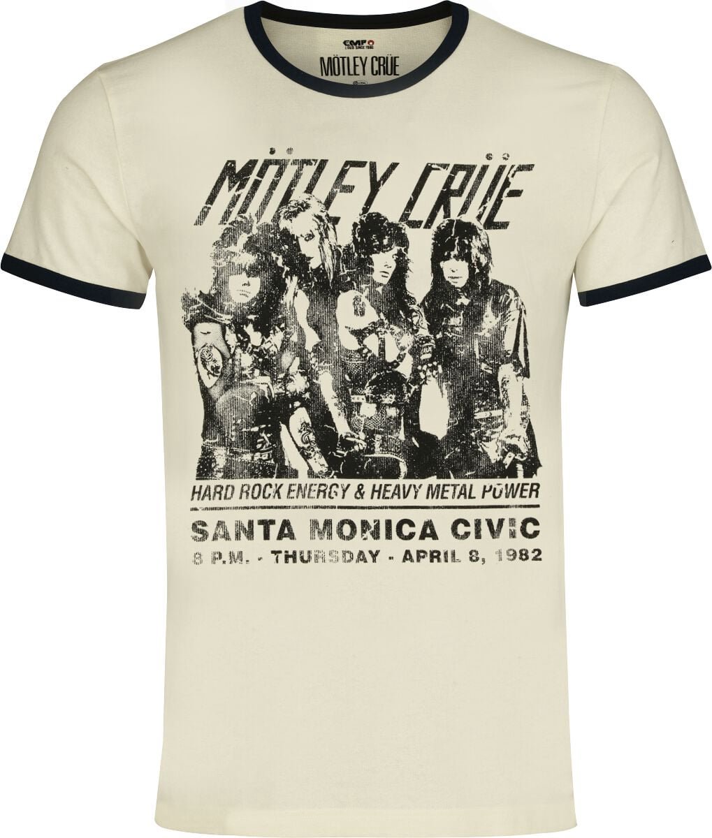 Motley Crue Santa Monica - Ringer Shirt Heren T-shirt - gebroken wit - XXL